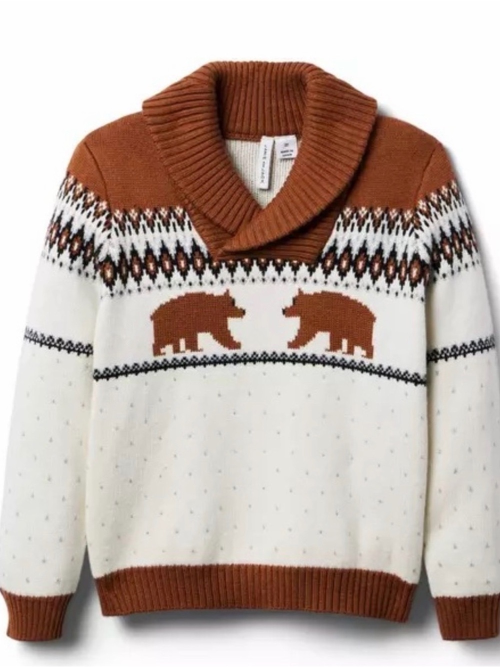 Bear Fair Isle Shawl Collar Sweater - Janie & Jack -